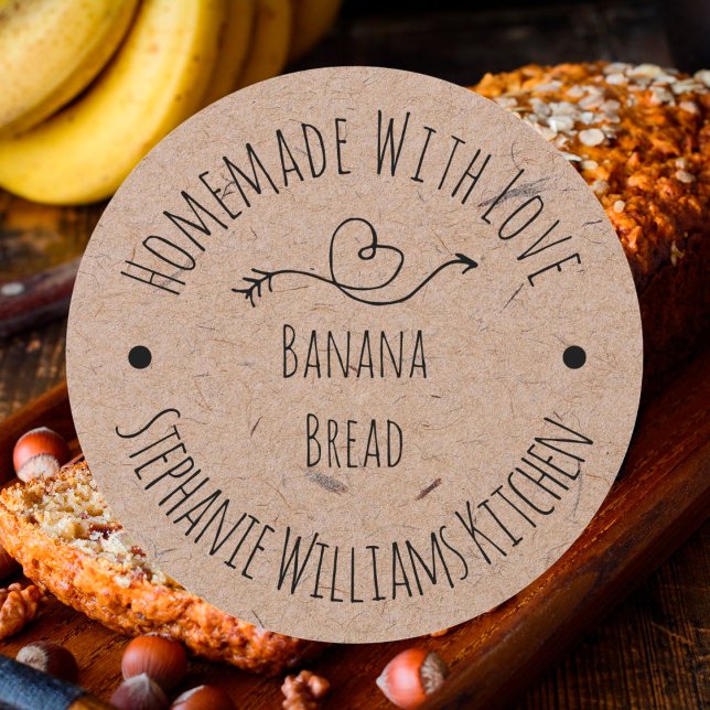 Homemade with Love Kraft Paper |  Baked Goods Classic Round Sticker (Creator Uploaded)