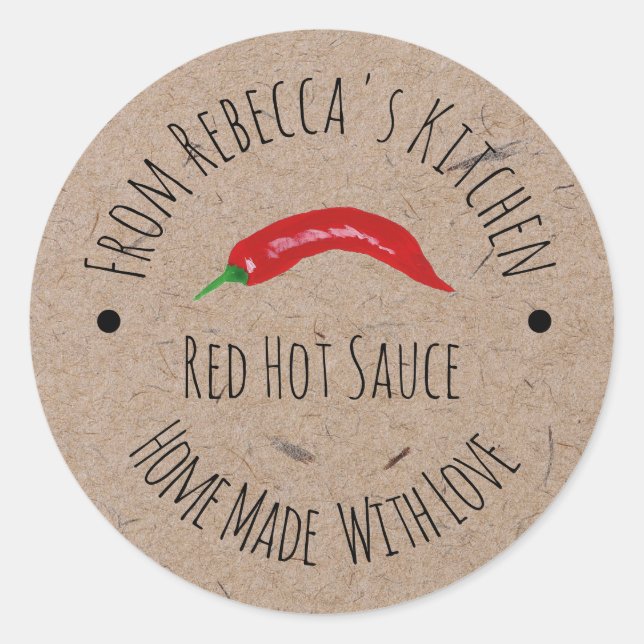 Homemade with Love Kraft Paper | Hot Sauce  Label (Front)