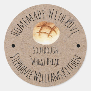 Homemade with Love Kraft Paper    Loaf of Bread  Classic Round Sticker