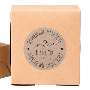 Homemade with Love   Kraft Paper Thank You Classic Round Sticker