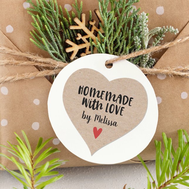 Homemade With Love Kraft Personalised Heart Sticker (Creator Uploaded)