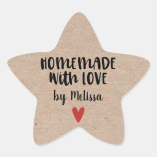 Homemade With Love Kraft Personalised Star Sticker