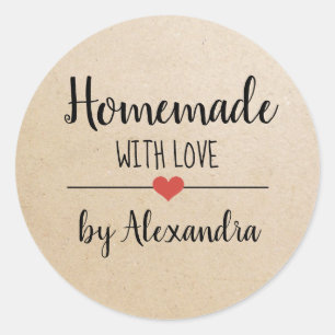 Homemade with love kraft script custom  classic round sticker