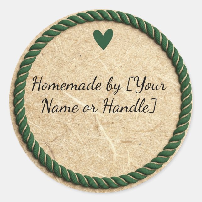 Homemade with Love Kraft Style Label (Front)