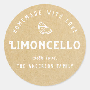 Homemade with Love Limoncello Modern Kraft Classic Round Sticker