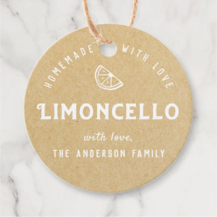 Homemade with Love Limoncello Modern Kraft Favour Tags