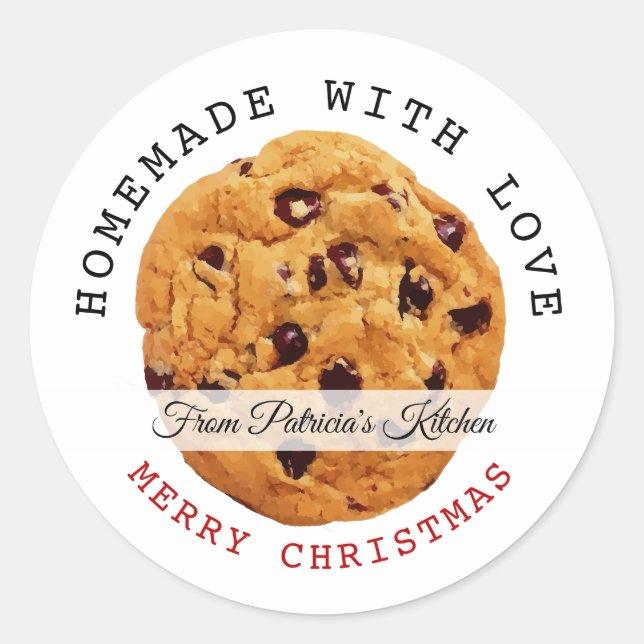 Homemade With Love Merry Christmas Cookies Classic Round Sticker (Front)