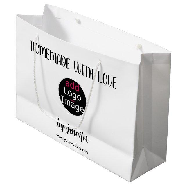 Homemade With Love Modern Professional Custom Logo Large Gift Bag (Front Angled)