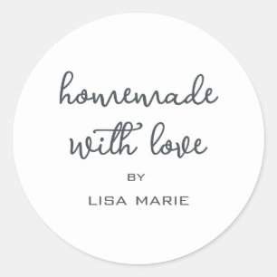 Homemade with Love Personalised Black White Gift Classic Round Sticker
