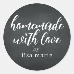 Homemade with Love Personalised Chalkboard Gift Classic Round Sticker