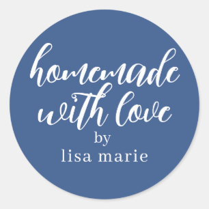 Homemade with Love Personalised Classic Blue Gift Round Sticker