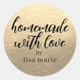 Homemade with Love Personalised Gold Gift Classic Round Sticker