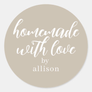 Homemade with Love Personalised Grey Gift  Classic Round Sticker