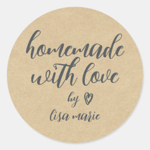 Homemade with Love Personalised Kraft Paper Classic Round Sticker