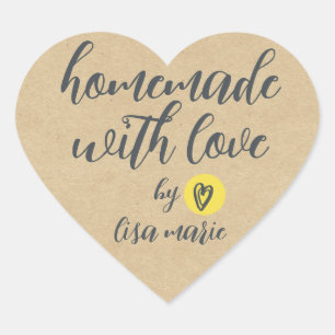 Homemade with Love Personalised Kraft Paper Heart  Heart Sticker
