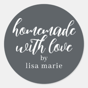 Homemade with Love Personalised Off-Black Gift Classic Round Sticker