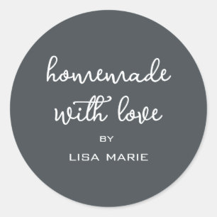 Homemade with Love Personalised Off-Black Gift Classic Round Sticker