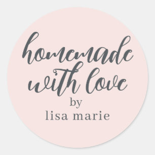Homemade with Love Personalised Pastel Pink Gift Classic Round Sticker