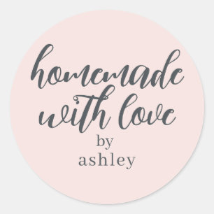 Homemade with Love Personalised Pastel Pink Gift Classic Round Sticker