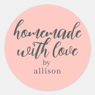 Homemade with Love Personalised Pastel Pink Gift Classic Round Sticker