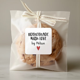 Homemade With Love Personalised Square Sticker