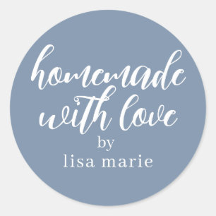Homemade with Love Personalised Vintage Blue Gift Classic Round Sticker