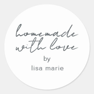 Homemade with Love Personalised White Gift Classic Round Sticker