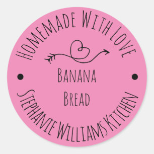 Homemade with Love Pink Heart Baked Goods Classic Round Sticker