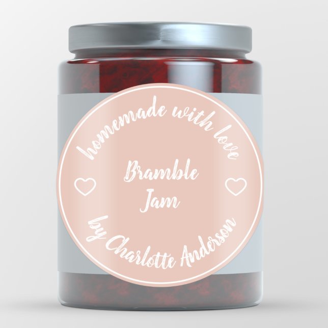 Homemade with Love | Pink Heart Modern Jelly Jam Classic Round Sticker (Creator Uploaded)