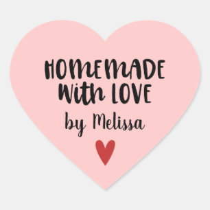 Homemade With Love Pink Heart Sticker