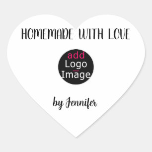 Homemade With Love Professional Custom Logo White Heart Sticker