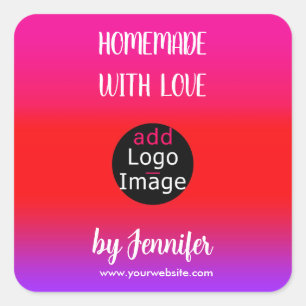 Homemade With Love Professional Customisable Logo Square Sticker