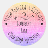Homemade with Love Rainbow  Burlap  Canning Label