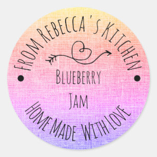 Homemade with Love Rainbow  Burlap  Canning Label