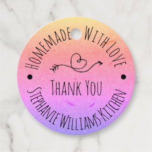 Homemade with Love Rainbow Kraft Paper Thank You Favour Tags