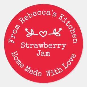 Homemade with Love Red     Strawberry Jam Canning  Classic Round Sticker