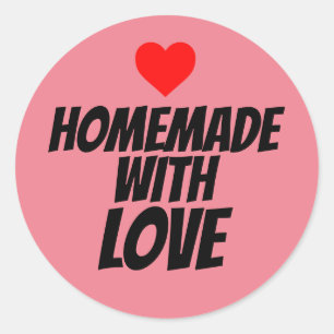 HOMEMADE WITH LOVE ROUND STICKERS