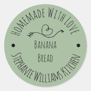 Homemade with Love Sage Green Baked Goods Classic Round Sticker