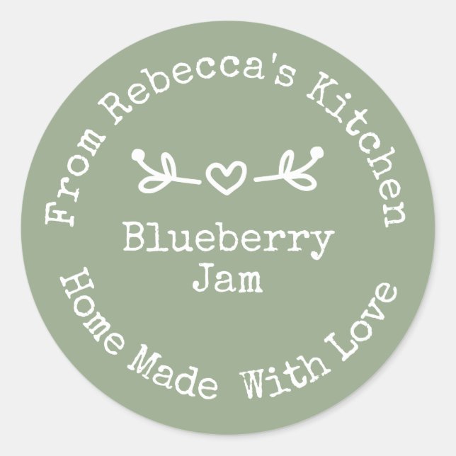 Homemade with Love Sage Green | Jam Canning Label (Front)