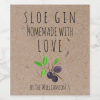 Homemade with Love Sloe Gin Kraft Paper