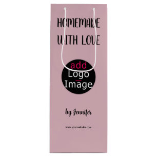 Homemade With Love Stylish Custom Dusty Rose Pink Wine Gift Bag