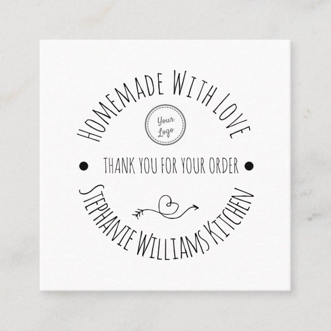 Homemade with Love |Thank you for your order Square Business Card (Front)