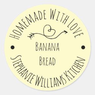 Homemade with Love  Yellow Heart   Baked Goods Classic Round Sticker