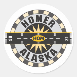 Homer, AK HOM Airport Classic Round Sticker
