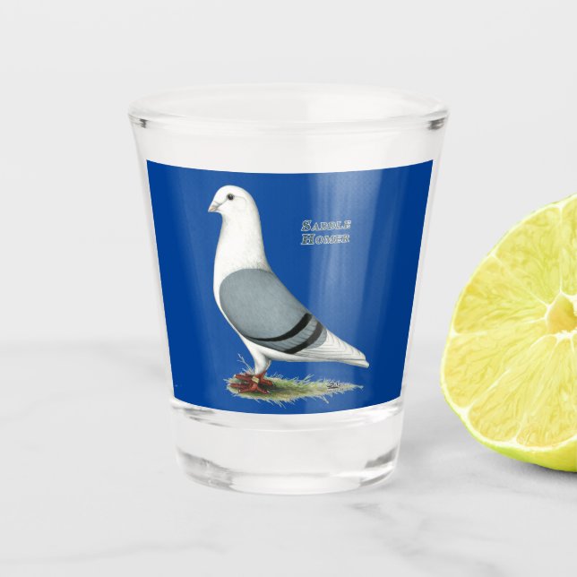 Homer Blue Saddle Shot Glass (Front)
