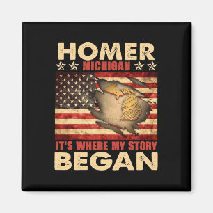 Homer Michigan Usa Flag 4th Of July Magnet