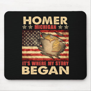 Homer Michigan Usa Flag 4th Of July Mouse Pad