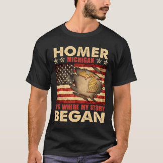 Homer Michigan Usa Flag 4th Of July  T-Shirt