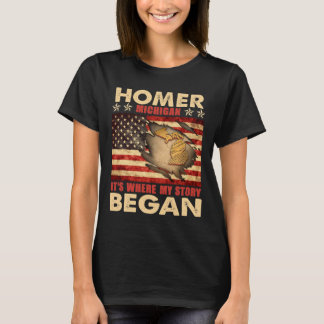 Homer Michigan Usa Flag 4th Of July  T-Shirt