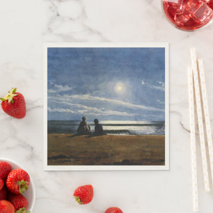 Homer - Moonlight, fine art painting, Napkin